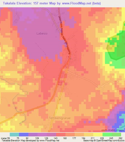 Takalala,Indonesia Elevation Map