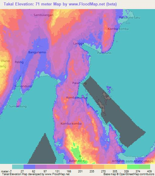 Takal,Indonesia Elevation Map