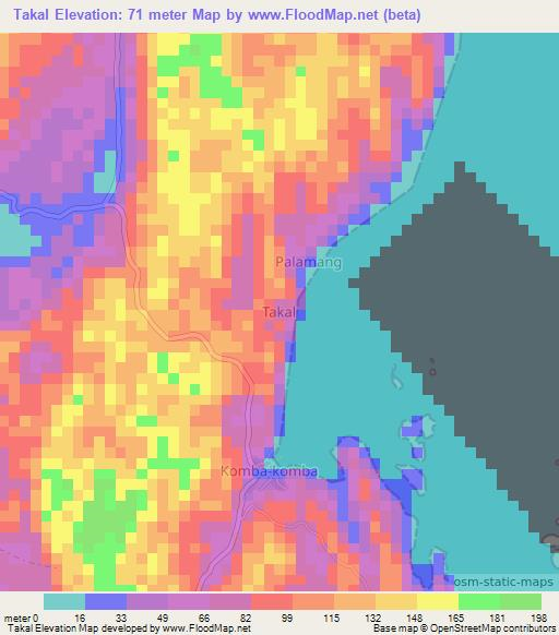 Takal,Indonesia Elevation Map