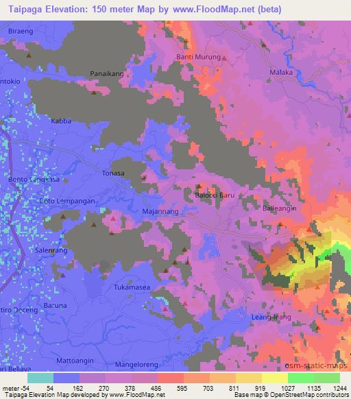 Taipaga,Indonesia Elevation Map