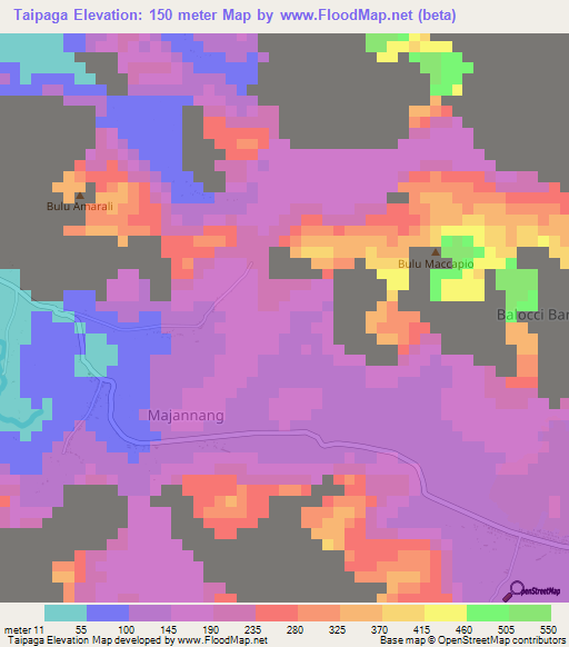 Taipaga,Indonesia Elevation Map