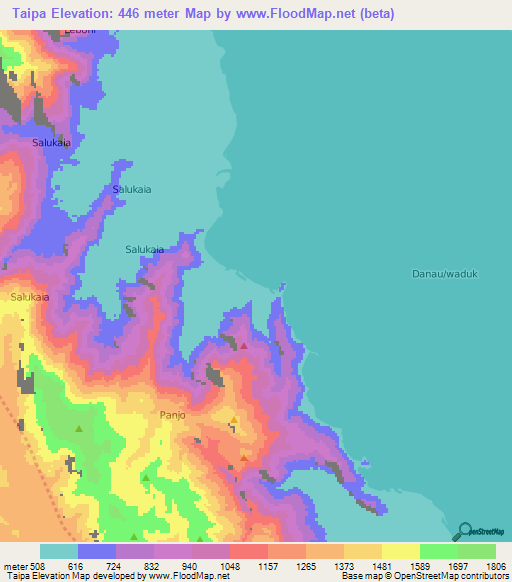 Taipa,Indonesia Elevation Map