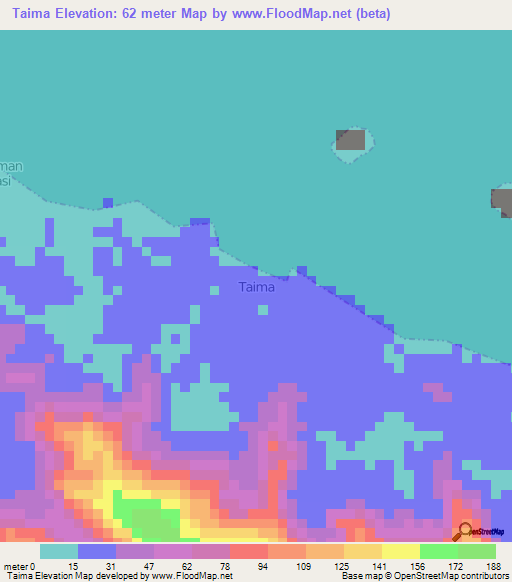 Taima,Indonesia Elevation Map