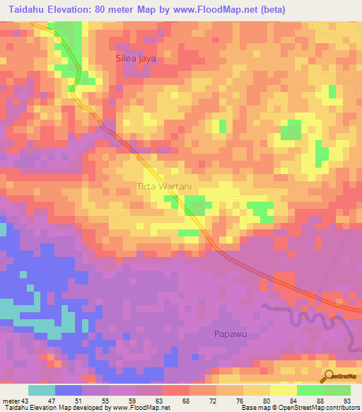 Taidahu,Indonesia Elevation Map