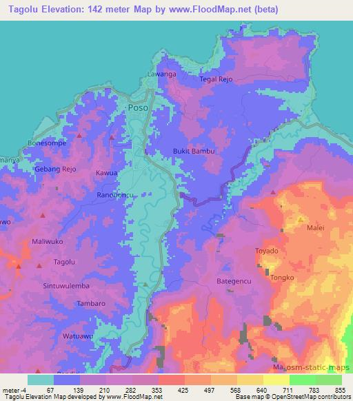 Tagolu,Indonesia Elevation Map