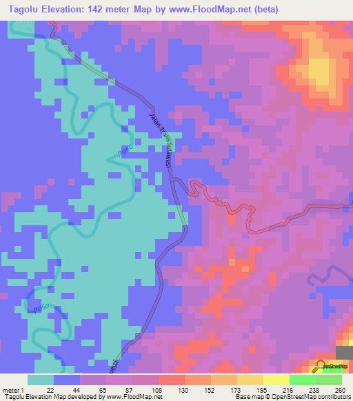 Tagolu,Indonesia Elevation Map