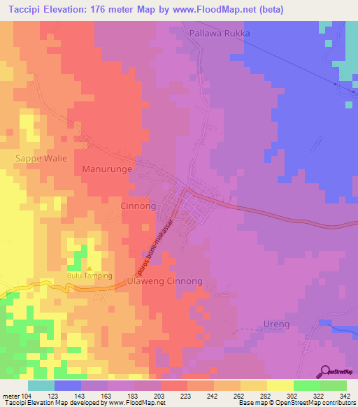 Taccipi,Indonesia Elevation Map