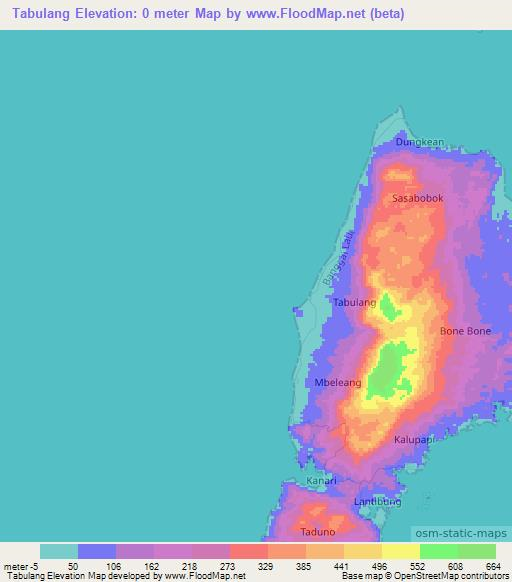 Tabulang,Indonesia Elevation Map