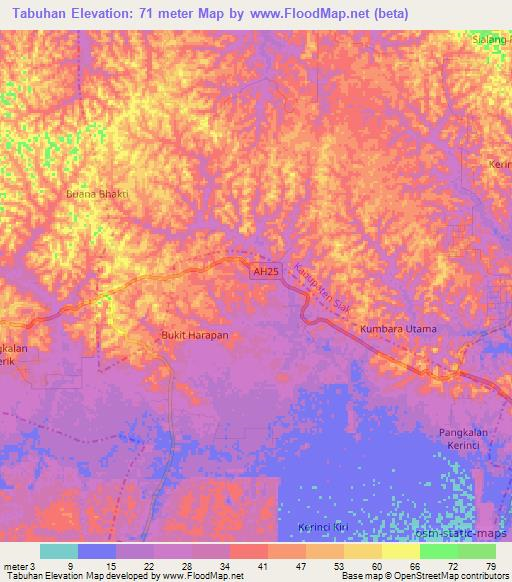 Tabuhan,Indonesia Elevation Map