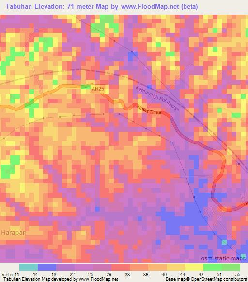 Tabuhan,Indonesia Elevation Map