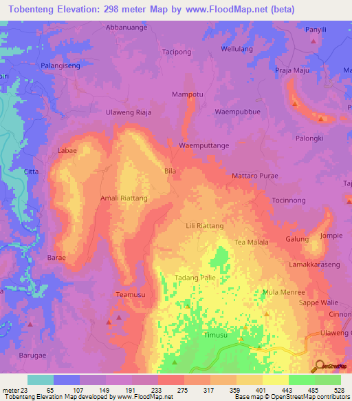 Tobenteng,Indonesia Elevation Map