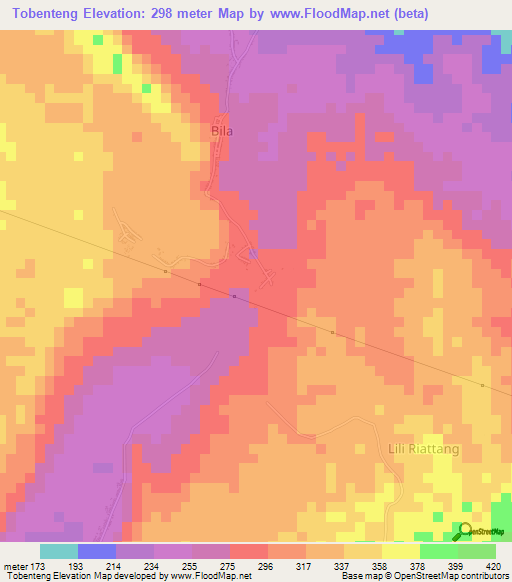 Tobenteng,Indonesia Elevation Map