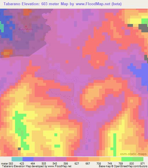 Tabarano,Indonesia Elevation Map