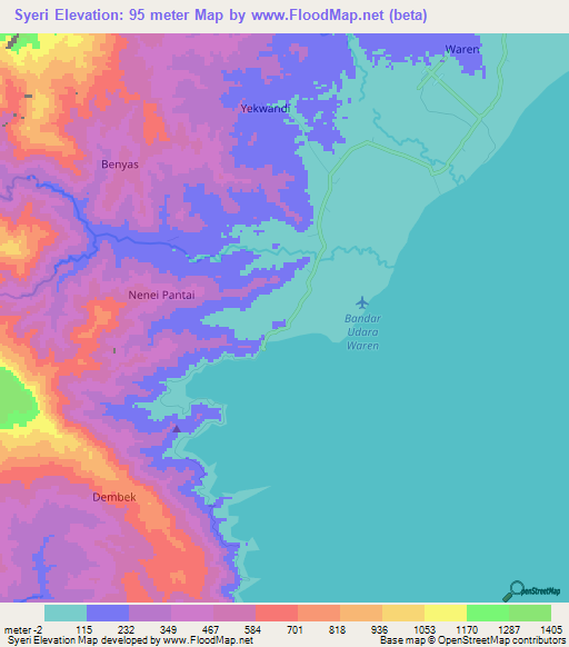 Syeri,Indonesia Elevation Map