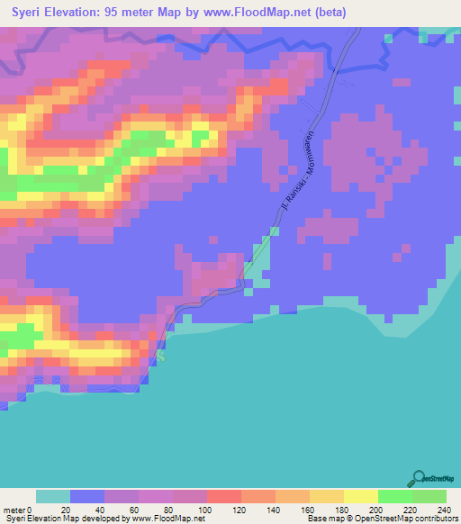 Syeri,Indonesia Elevation Map