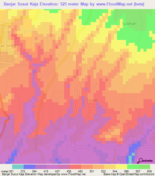 Banjar Susut Kaja,Indonesia Elevation Map