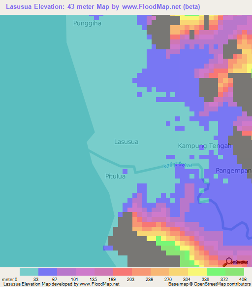 Lasusua,Indonesia Elevation Map