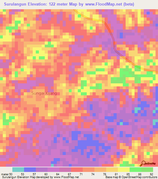 Surulangun,Indonesia Elevation Map