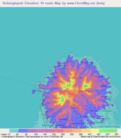 Kubangkepuh,Indonesia Elevation Map