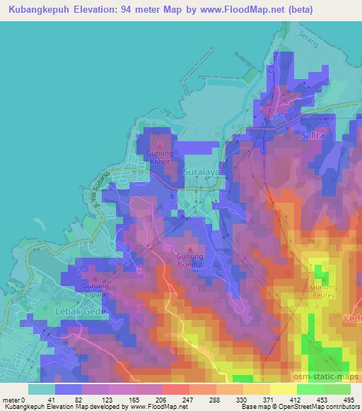 Kubangkepuh,Indonesia Elevation Map