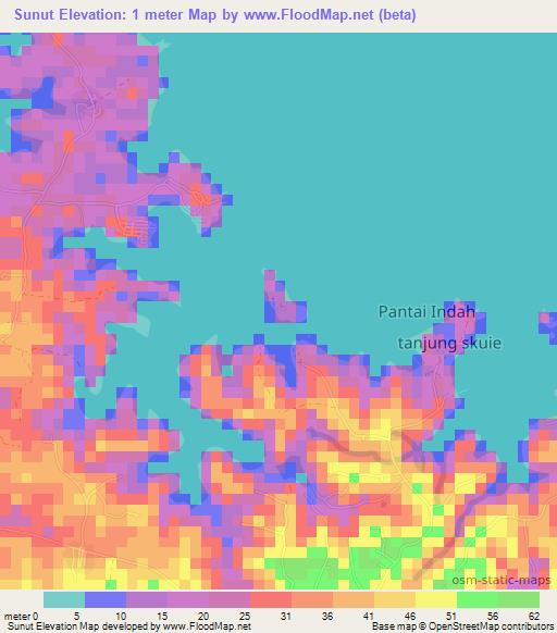 Sunut,Indonesia Elevation Map