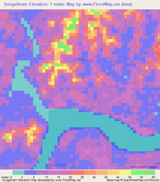 Sungaitiram,Indonesia Elevation Map