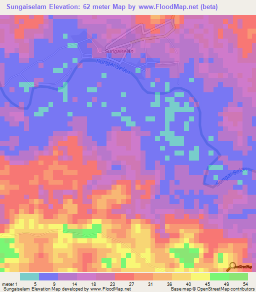 Sungaiselam,Indonesia Elevation Map