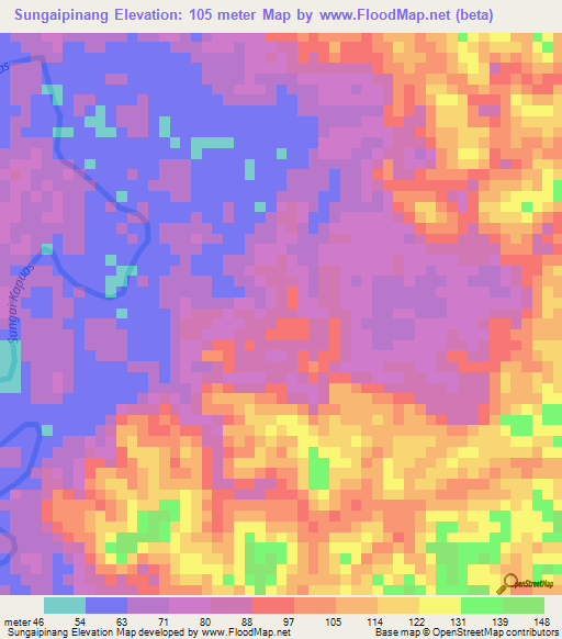 Sungaipinang,Indonesia Elevation Map