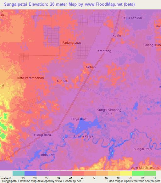 Sungaipetai,Indonesia Elevation Map