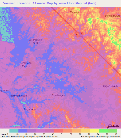 Sosayan,Indonesia Elevation Map