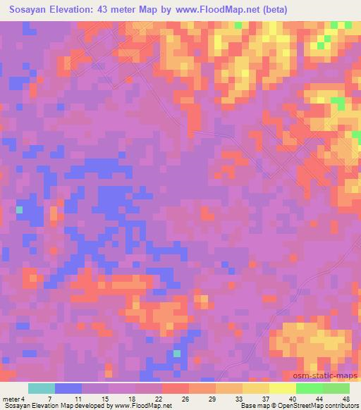 Sosayan,Indonesia Elevation Map