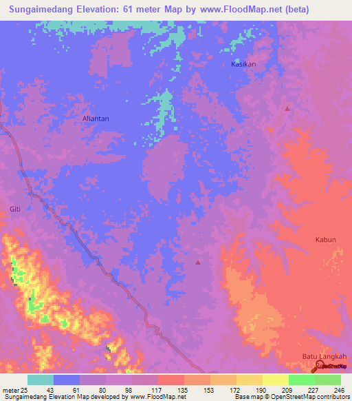 Sungaimedang,Indonesia Elevation Map