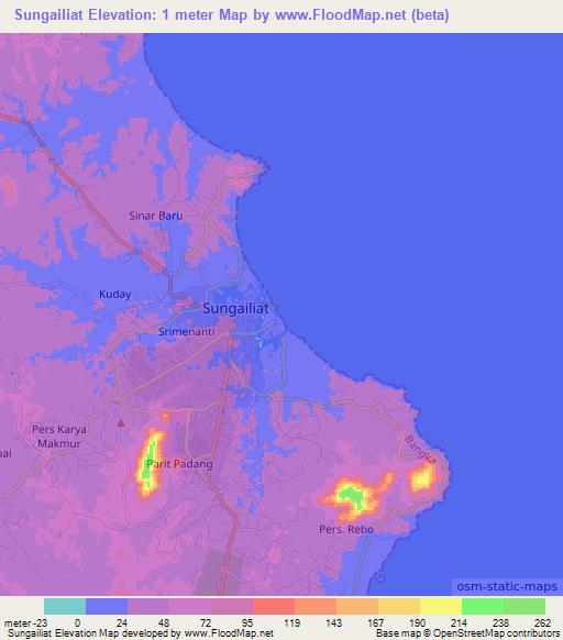 Sungailiat,Indonesia Elevation Map