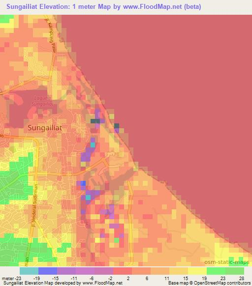 Sungailiat,Indonesia Elevation Map