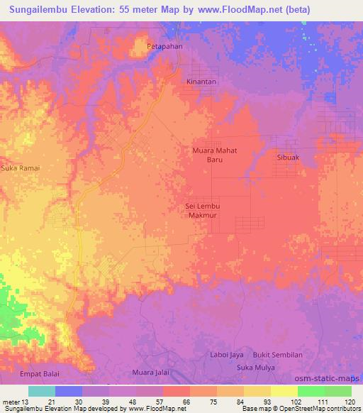 Sungailembu,Indonesia Elevation Map