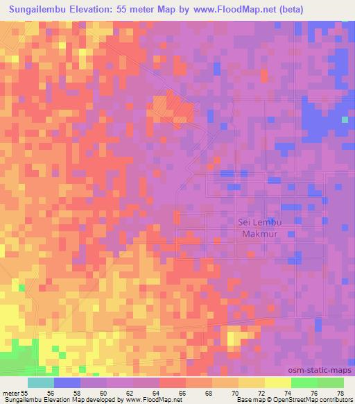 Sungailembu,Indonesia Elevation Map