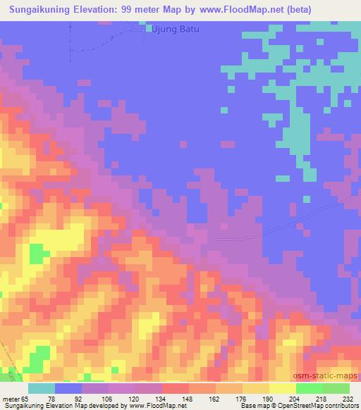 Sungaikuning,Indonesia Elevation Map