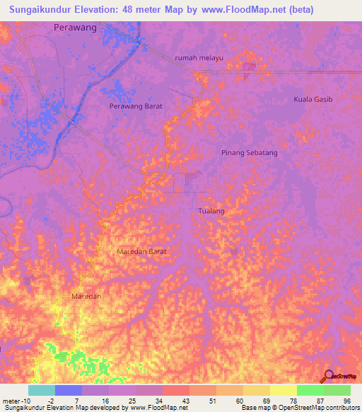 Sungaikundur,Indonesia Elevation Map