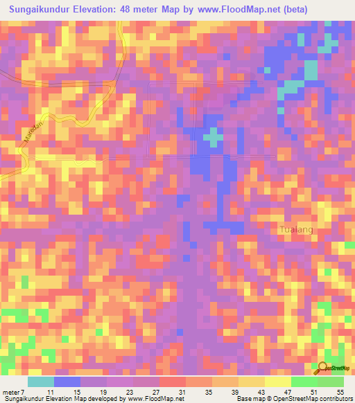 Sungaikundur,Indonesia Elevation Map