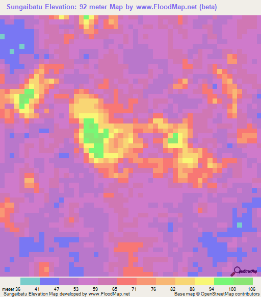 Sungaibatu,Indonesia Elevation Map