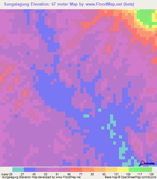 Sungaiagung,Indonesia Elevation Map