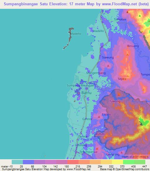 Sumpangbinangae Satu,Indonesia Elevation Map