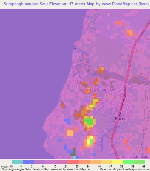 Sumpangbinangae Satu,Indonesia Elevation Map
