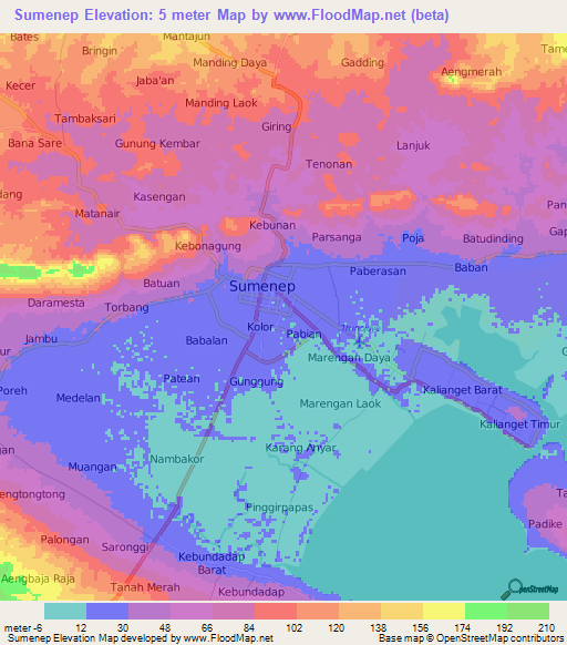 Sumenep,Indonesia Elevation Map