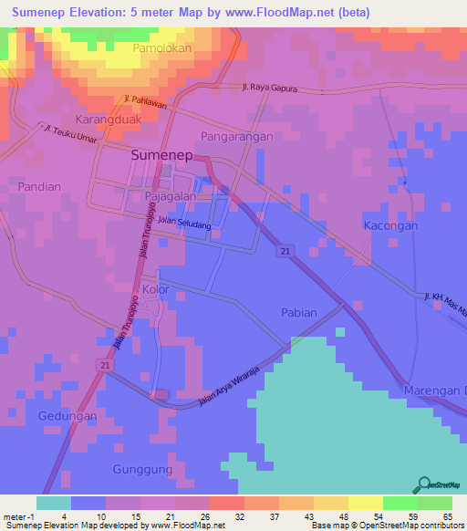 Sumenep,Indonesia Elevation Map