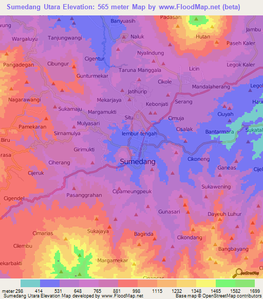 Sumedang Utara,Indonesia Elevation Map