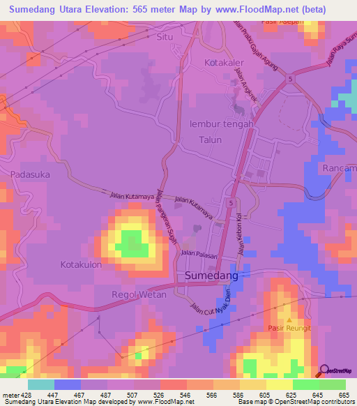 Sumedang Utara,Indonesia Elevation Map