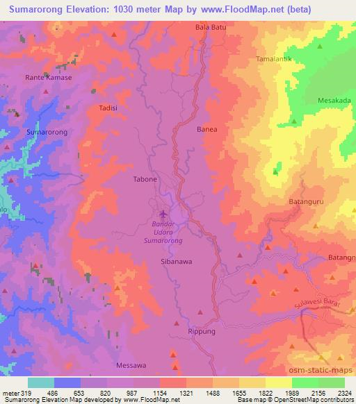 Sumarorong,Indonesia Elevation Map