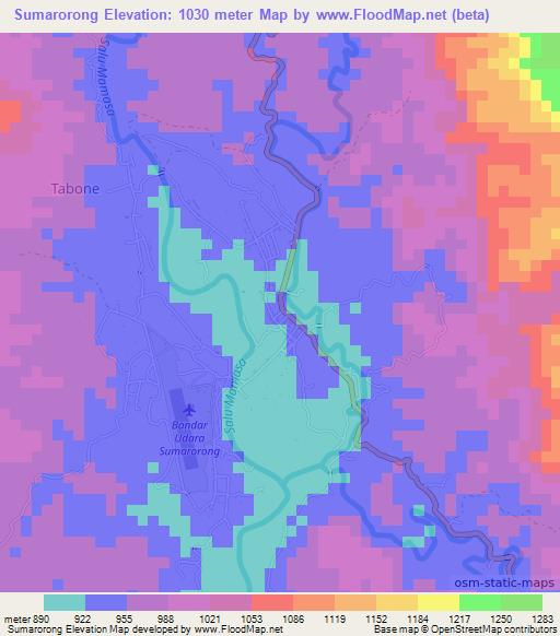 Sumarorong,Indonesia Elevation Map