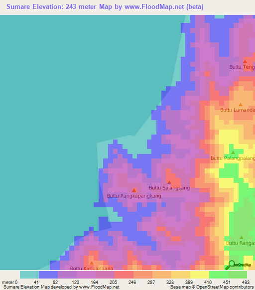 Sumare,Indonesia Elevation Map